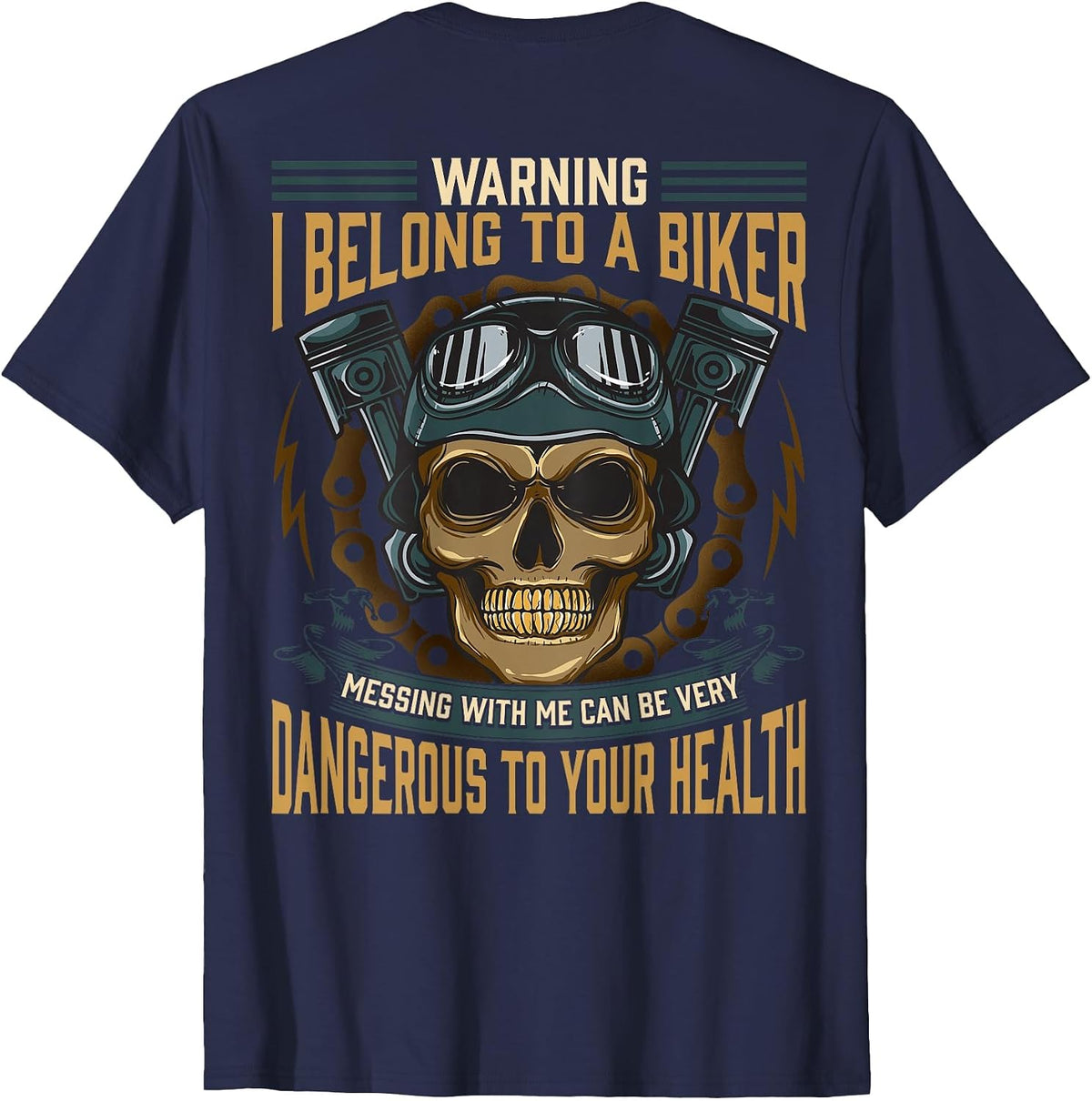 Biker Girlfriend Wife I Belong to A Biker Valentine On Back T-Shirt - Navy Blue
