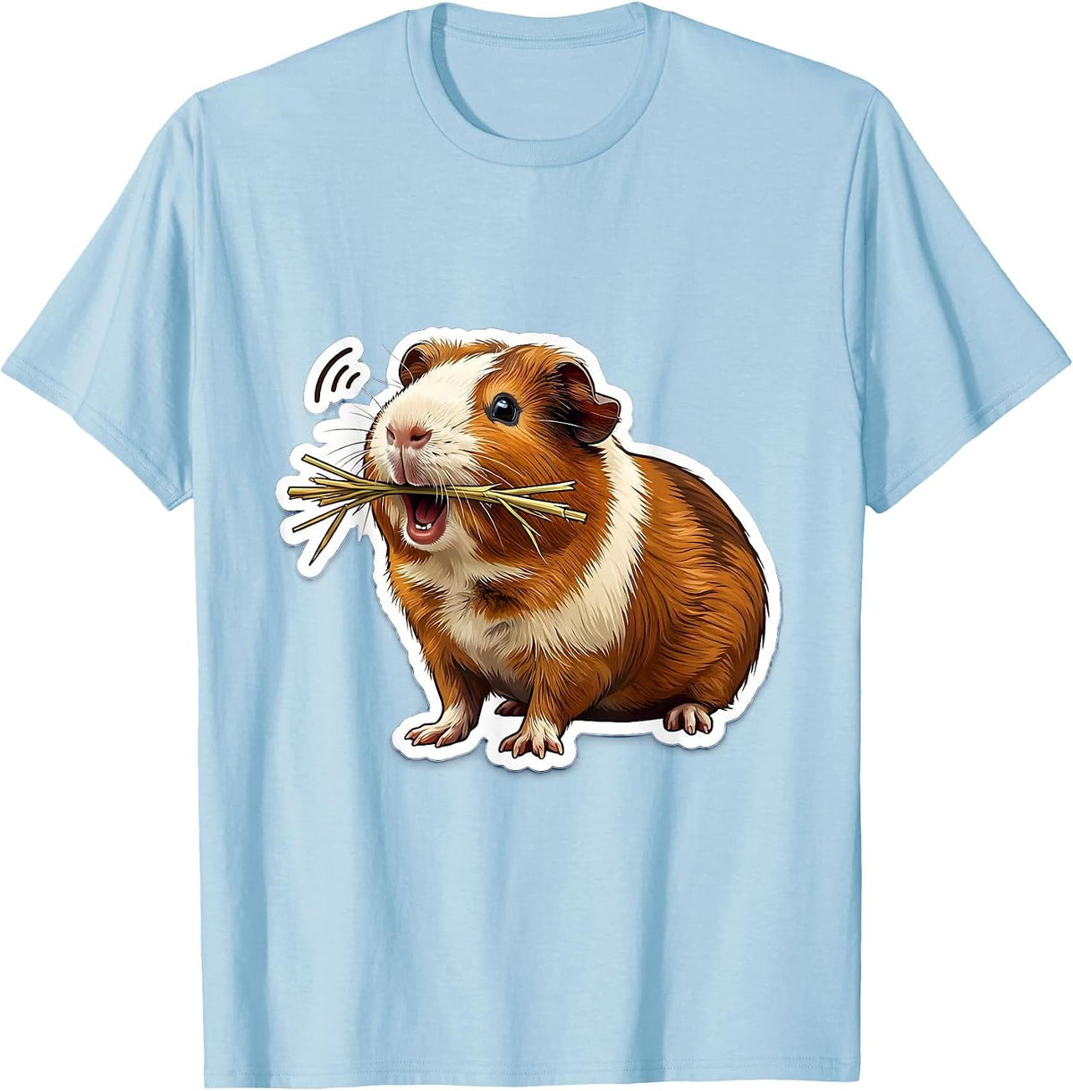 Men's Guinea Pig Hay Snack Funny Cavy Lover Sticker Style T-Shirt - Baby Blue