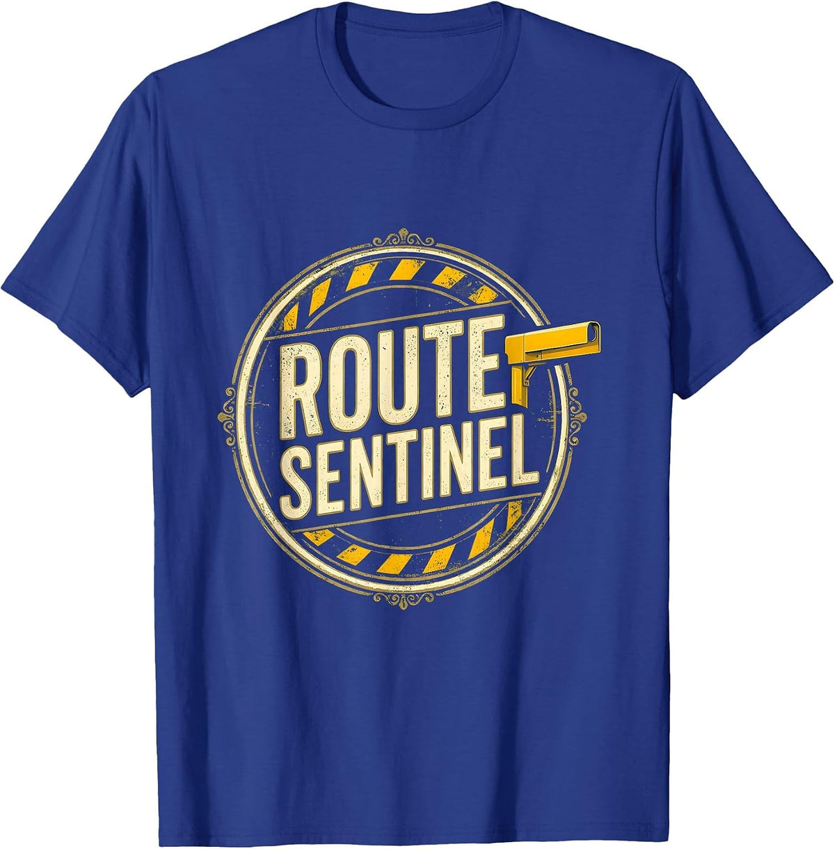 Route Sentinel Vintage School Bus Driver Design T-Shirt - Royal Blue