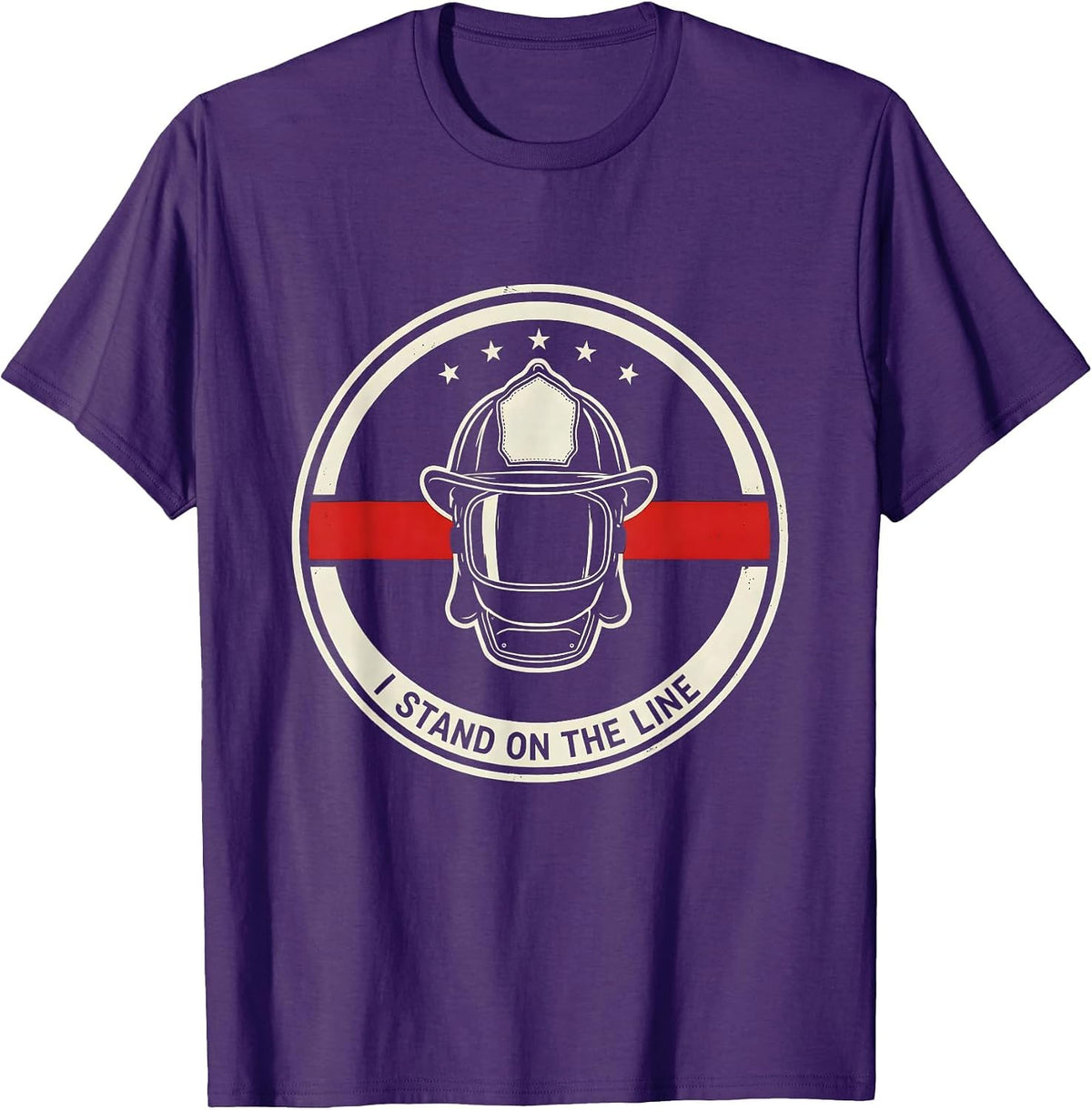 I Stand On The Line Firefighter Pride Emblem Thin Red Line T-Shirt - Purple