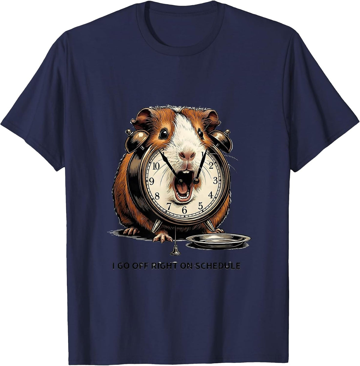 Men's I Go Off Right On Schedule Funny Guinea Pig Cavy Lover Gift T-Shirt - Navy Blue
