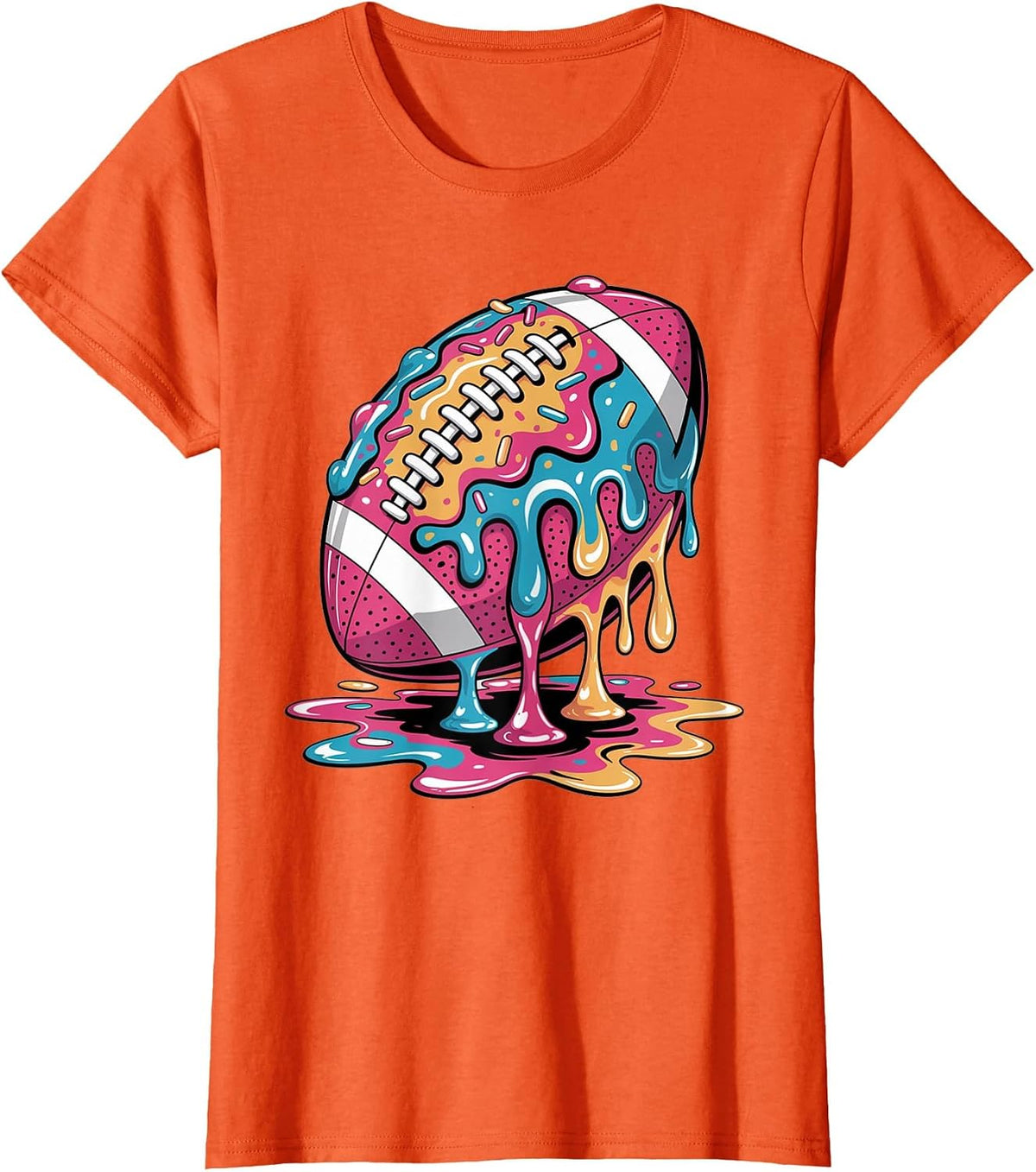 Ice Cream Drip Football Stuff QB RB Lineman WR Drip for Boys T-Shirt - Orange