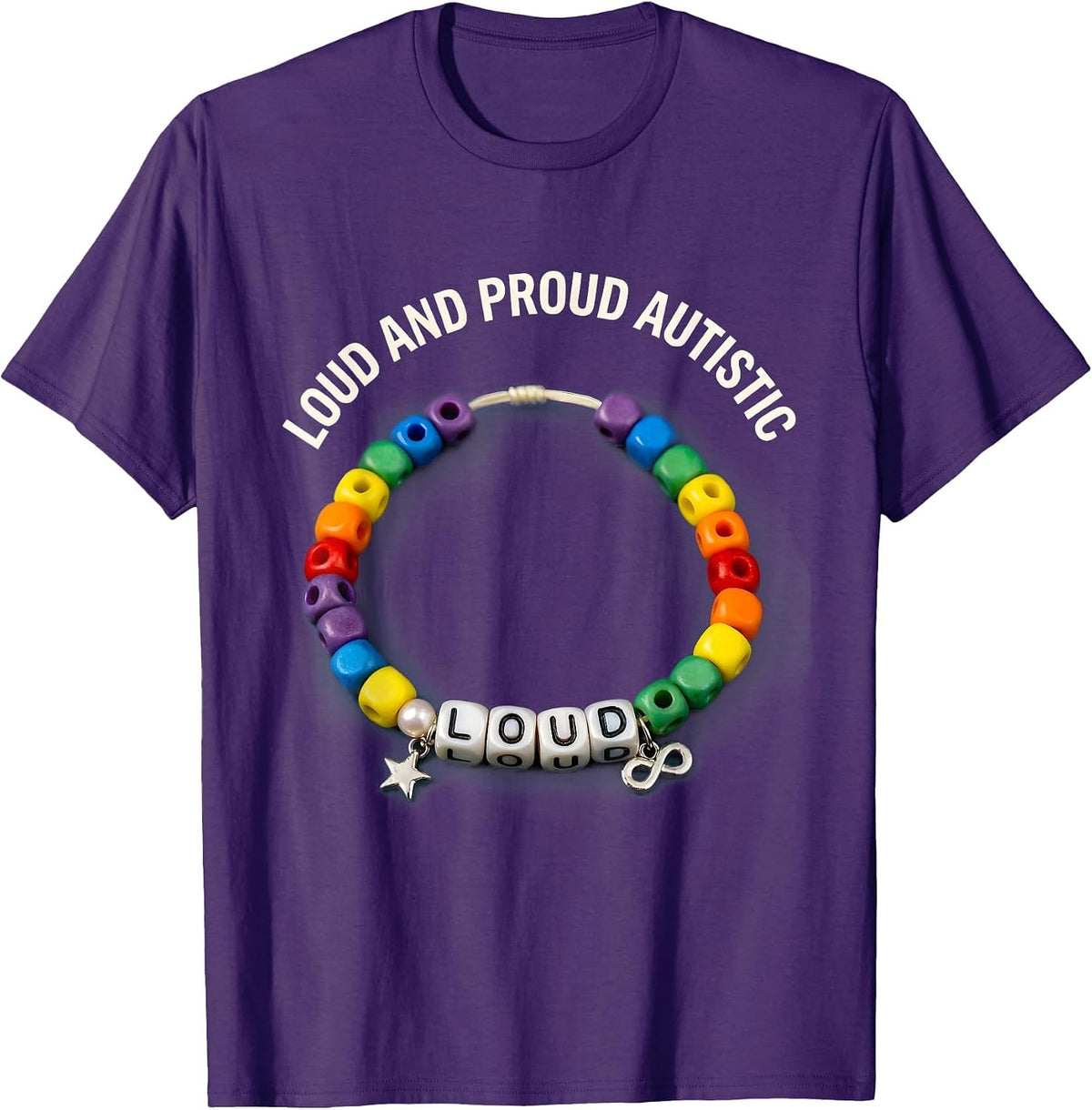 Loud and Proud Autistic Awareness Design T-Shirt - Purple