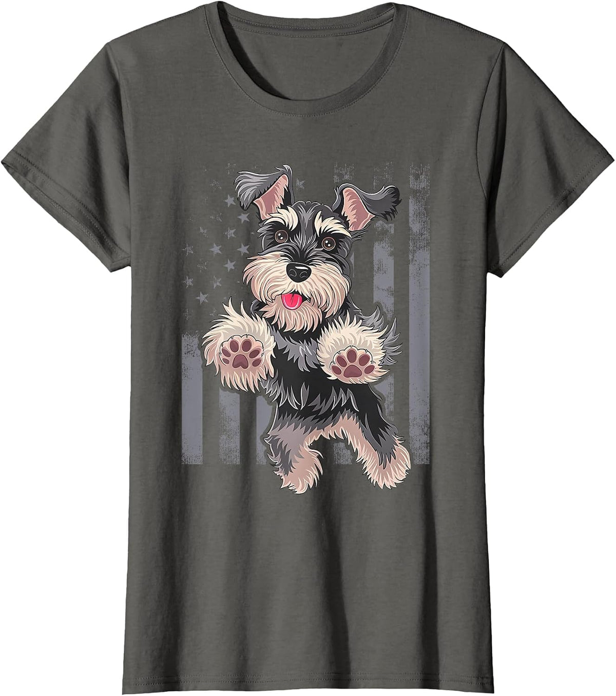 Miniature Schnauzer Dog Art Miniature Schnauzer T-Shirt - Asphalt Grey