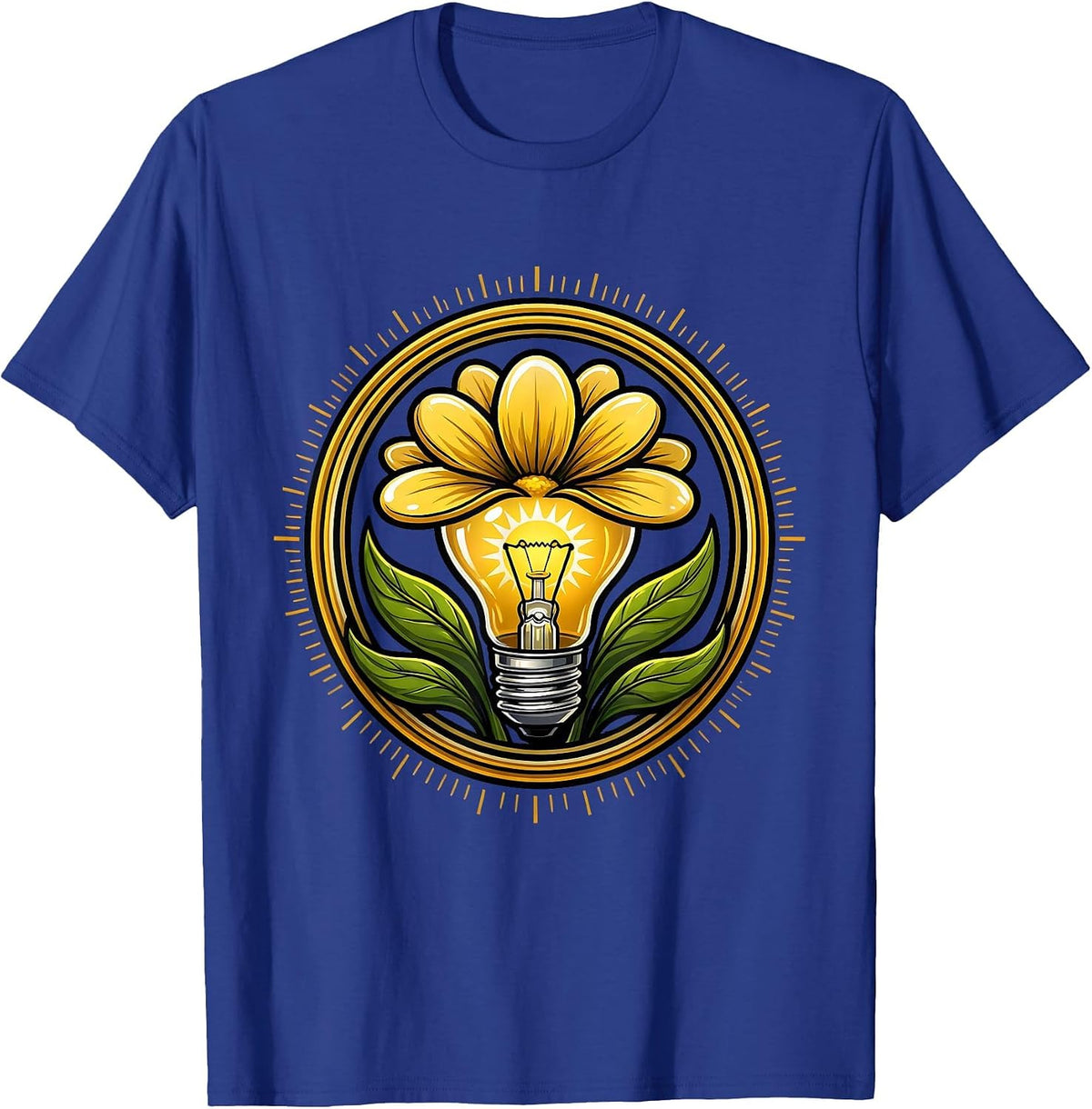 Men's Sped Teacher Lightbulb Bloom Floral Design T-Shirt - Royal Blue