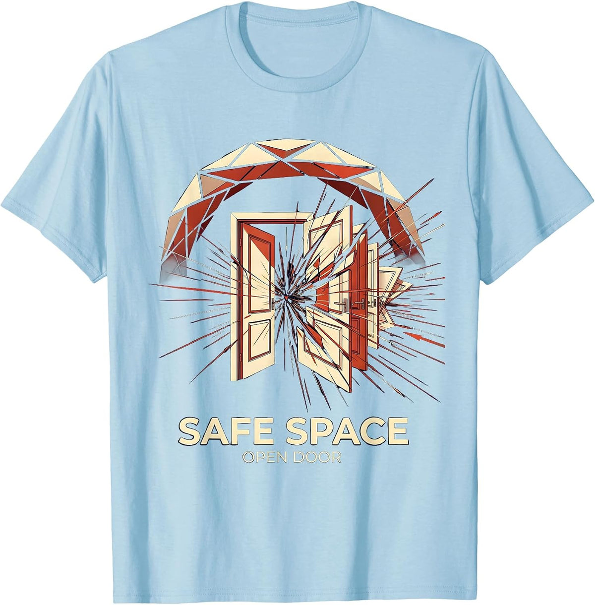 Men's Safe Space Open Door School Counselor Design T-Shirt - Baby Blue