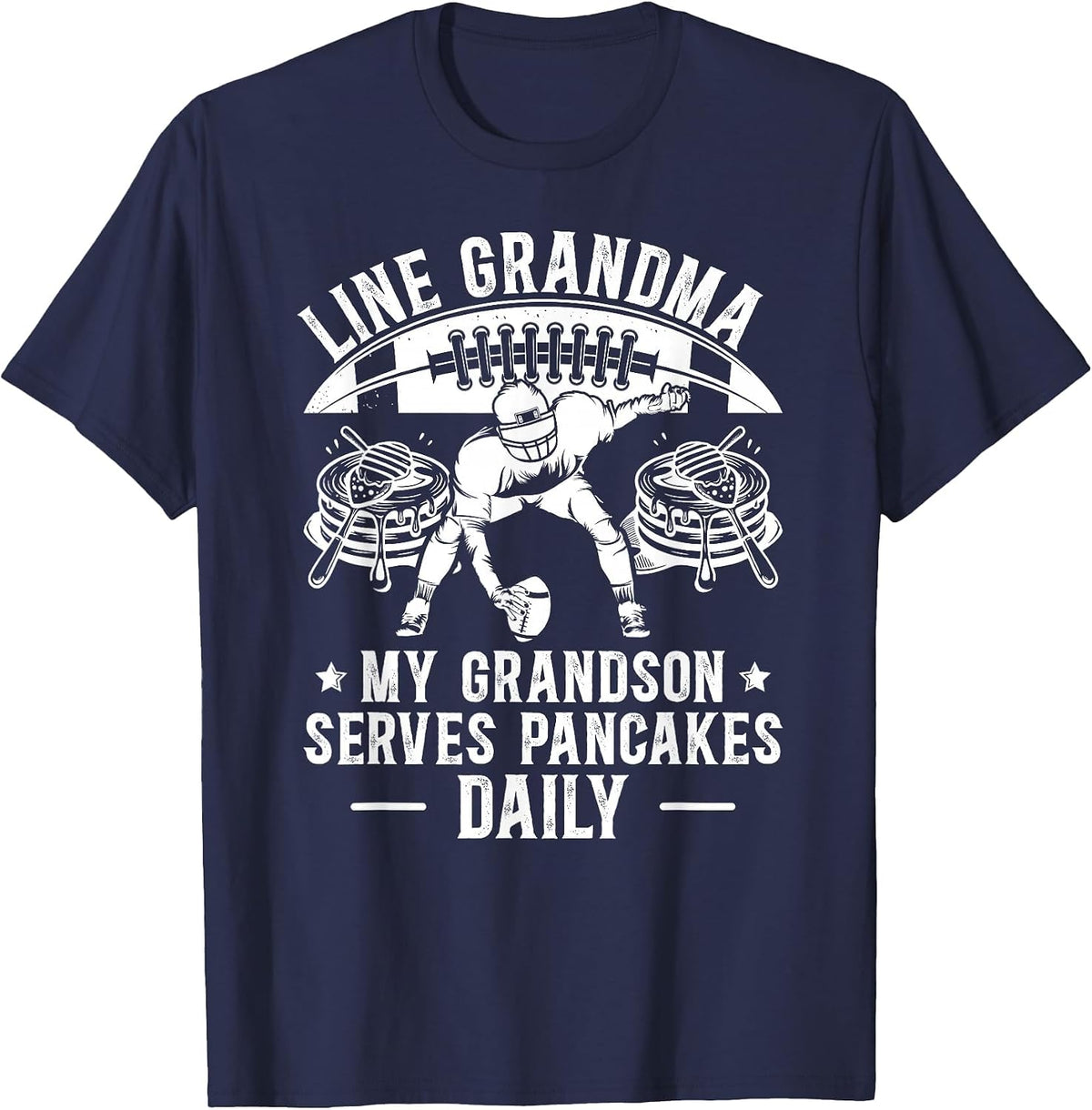 Football Lineman Grandma Funny Football Lineman Grandmother T-Shirt - Navy Blue