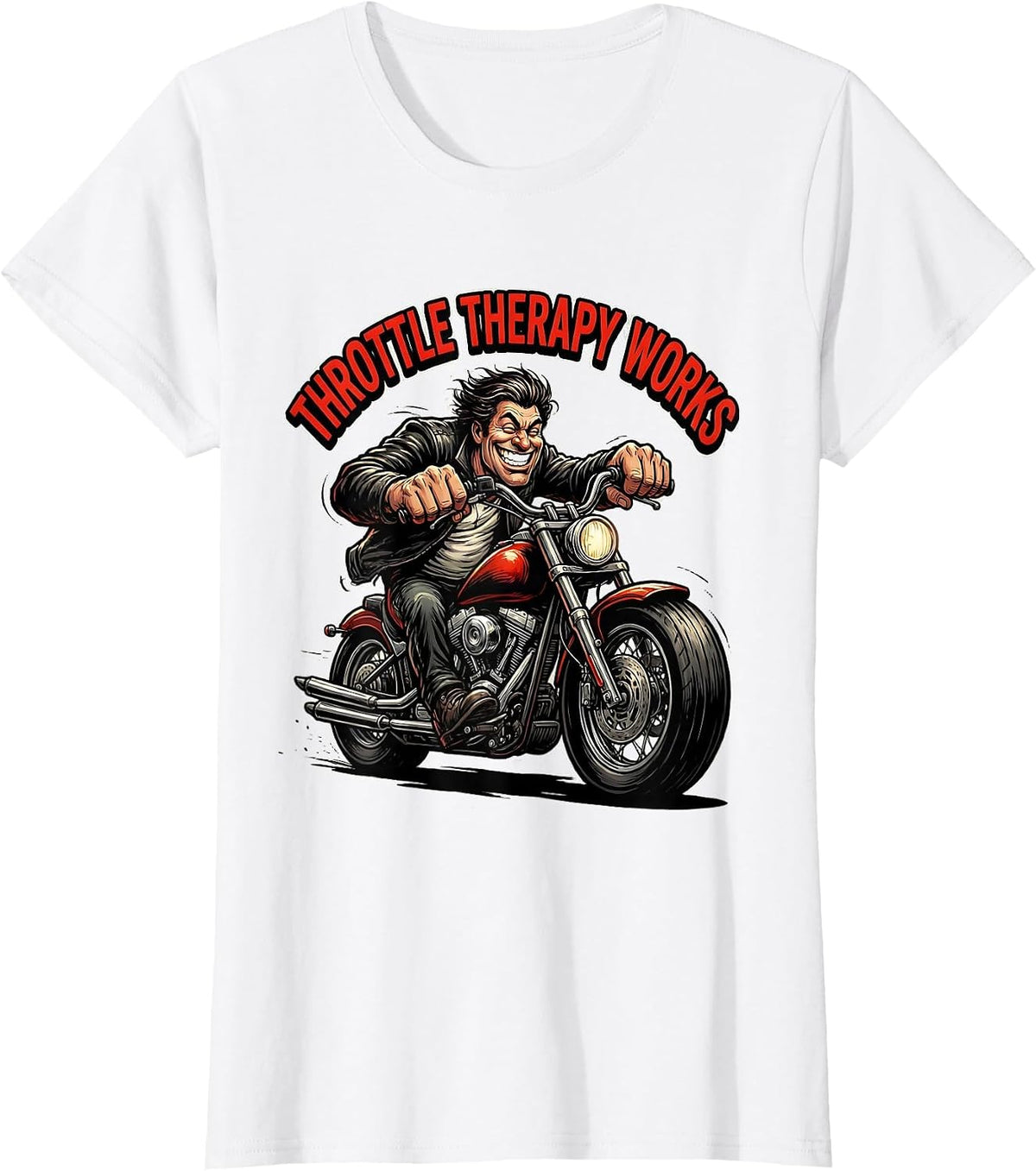 Women's Throttle Therapy Works Motorcycle Design T-Shirt - White