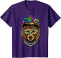 Bear Animal Lover Cute Mardi Gras Carnival Jester T-Shirt, Youth, Purple, Medium - As Pictured