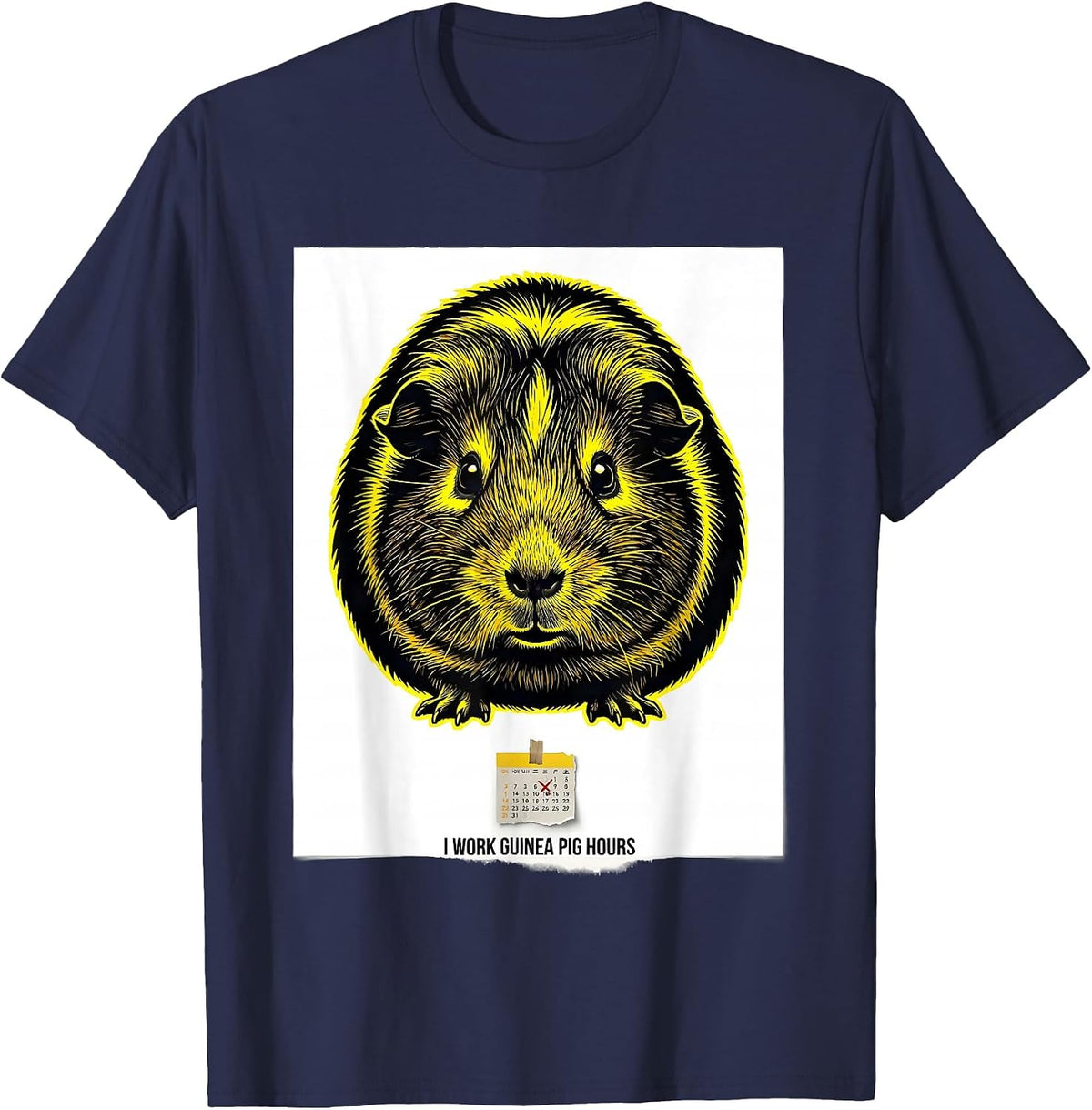 I Work Guinea Pig Hours Funny Guinea Pig Lover Gift T-Shirt - Navy Blue
