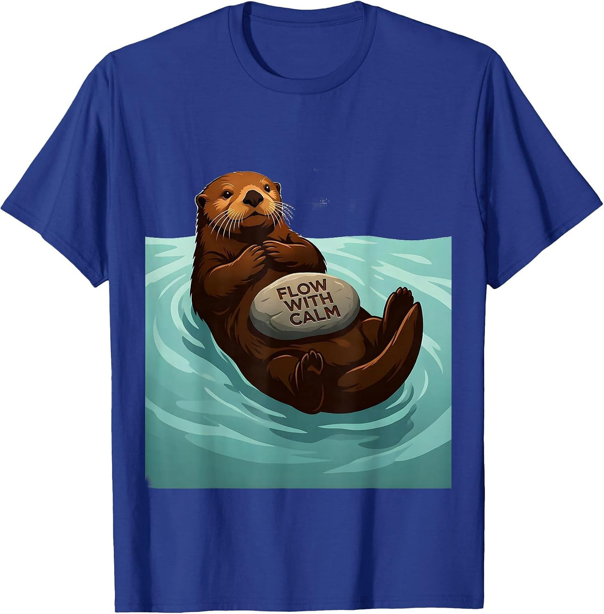 Flow With Calm Cute Sea Otter Lover Gift T-Shirt - Royal Blue
