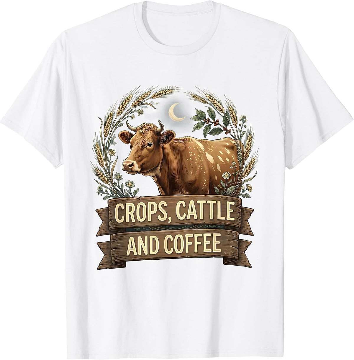 Men's Crops Cattle and Coffee Farming Life Design T-Shirt - White