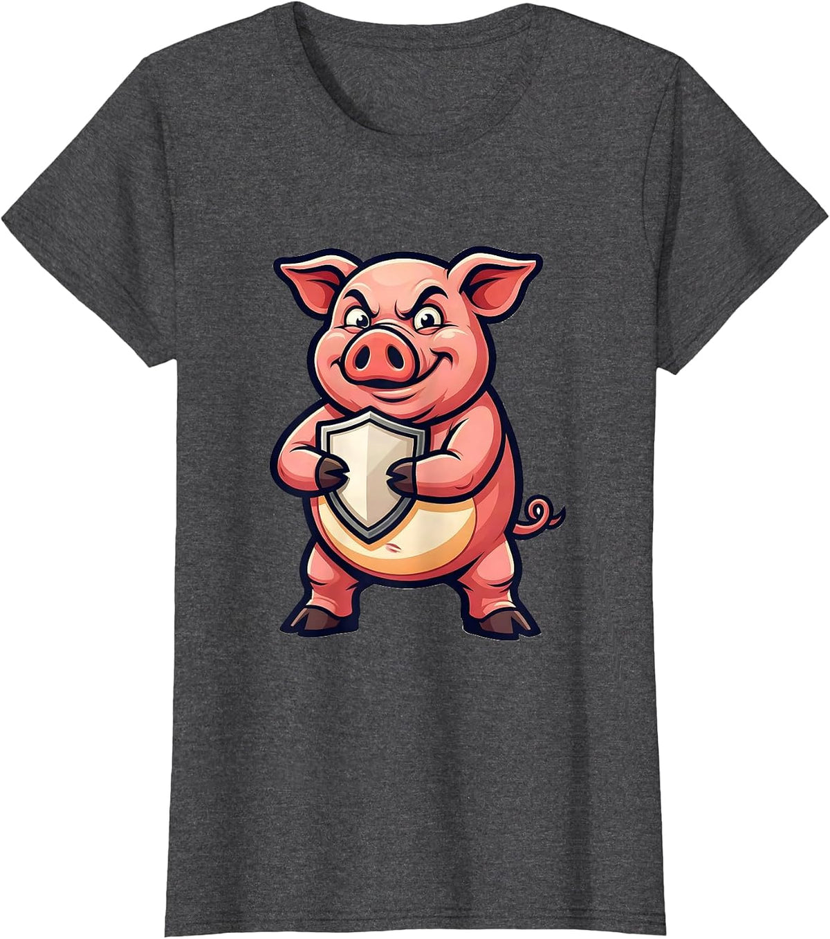 Women's Proud Pig Mascot Funny Farm Animal Lover Novelty T-Shirt - Dark Heather Grey