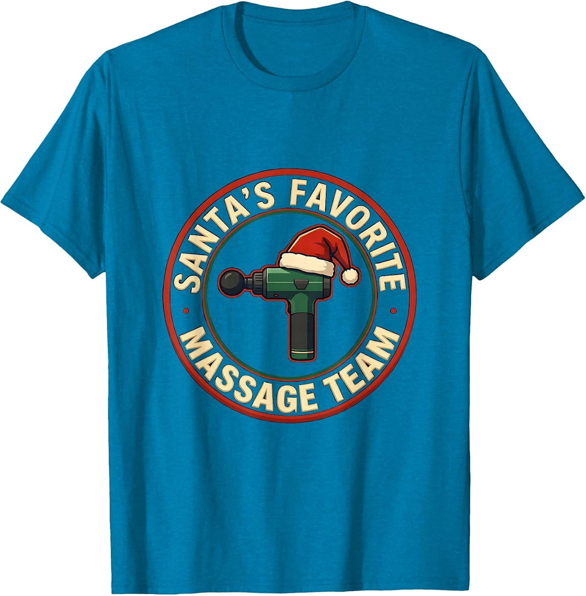 Santa's Favorite Massage Team Funny Physical Therapy T-Shirt - Sapphire Blue