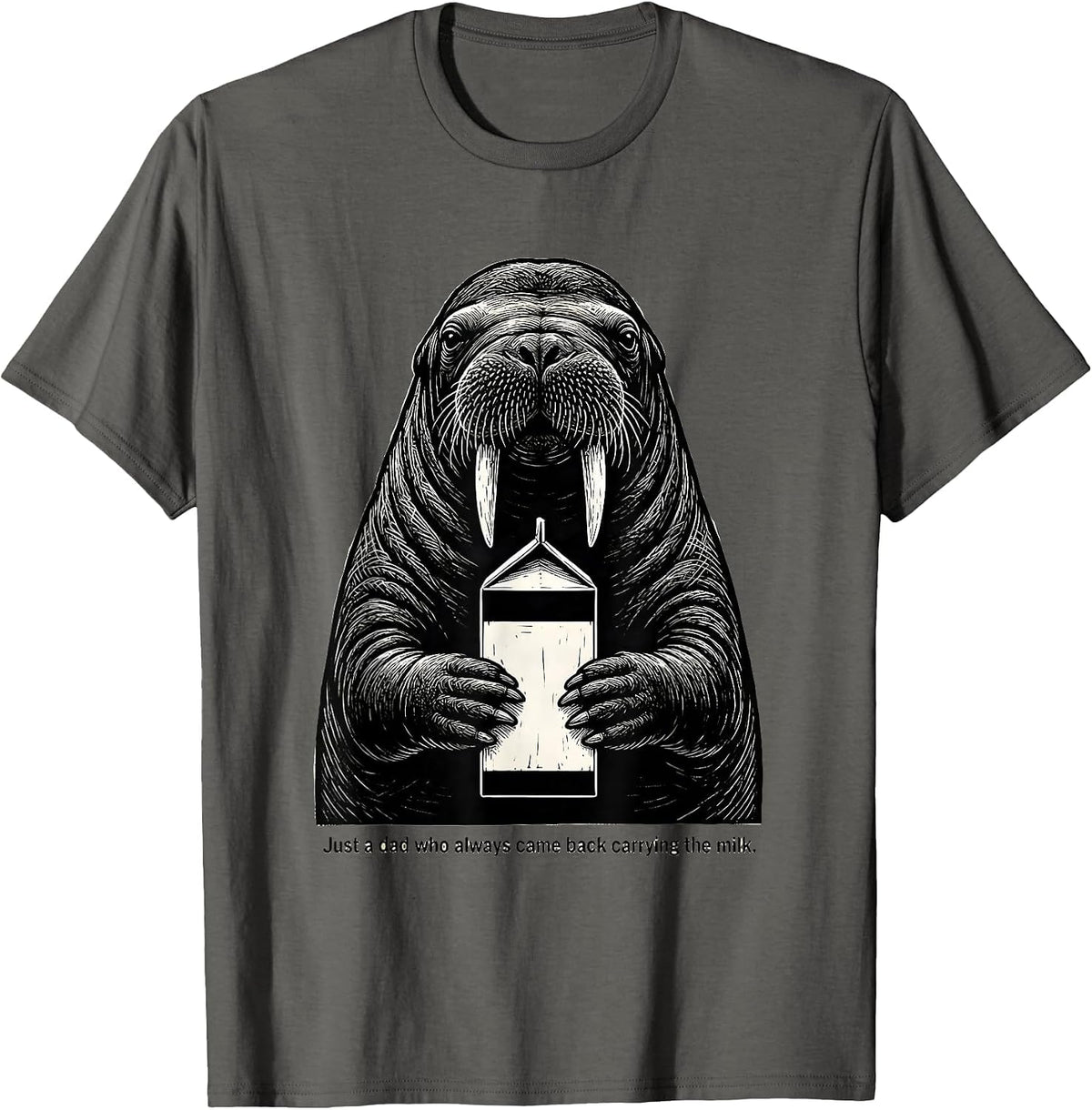 Men's Just a Dad Who Always Came Back Carrying the Milk Funny T-Shirt - Asphalt Grey