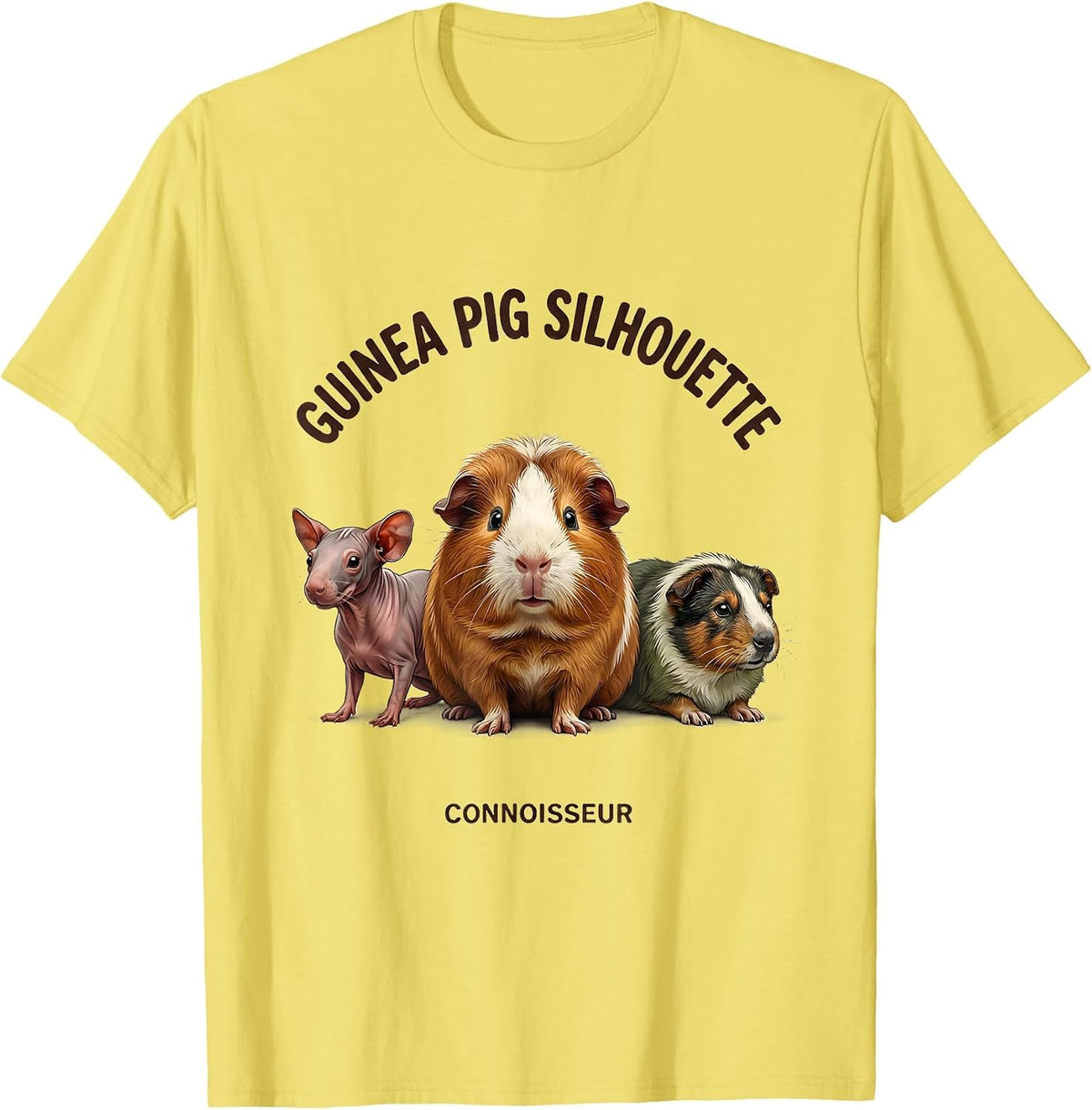 Men's Guinea Pig Silhouette Connoisseur Funny Pet Lover Gift T-Shirt - Lemon Yellow