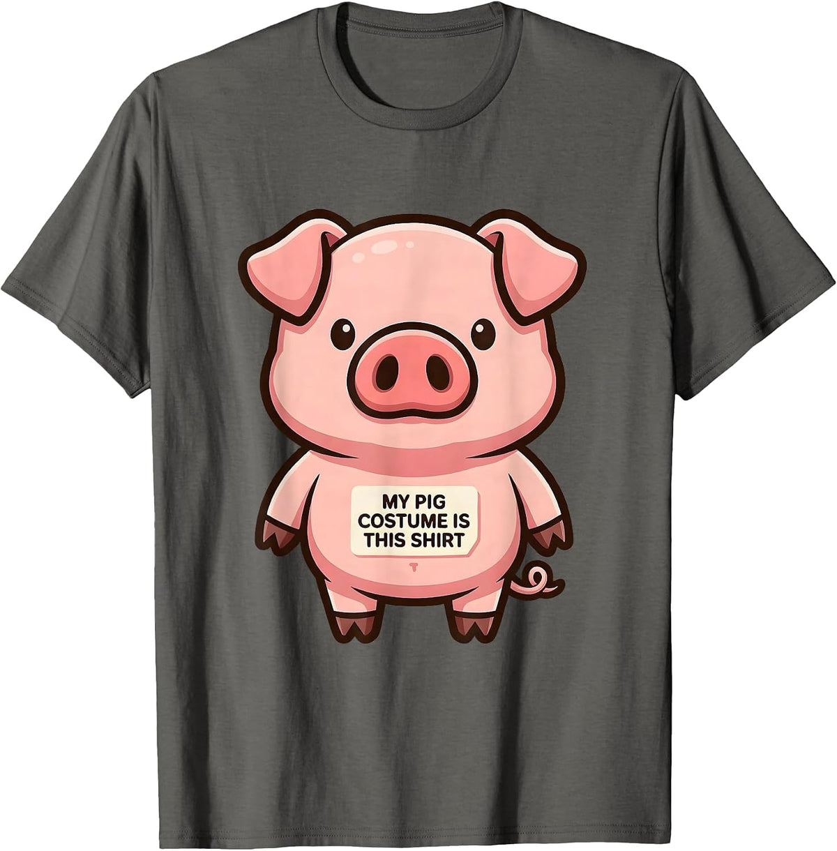 Men's My Pig Costume Is This Shirt Funny Cartoon Pig Lover T-Shirt - Asphalt Grey