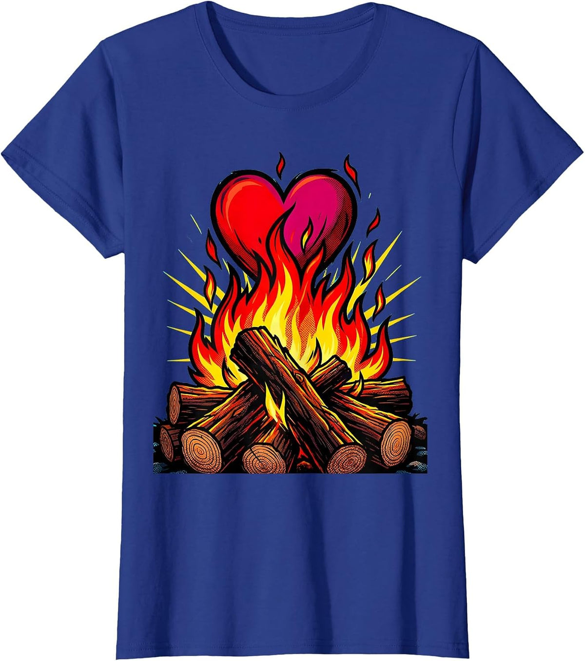 Women's Campfire Heart Flame I Love My Girlfriend Tee T-Shirt - Royal Blue