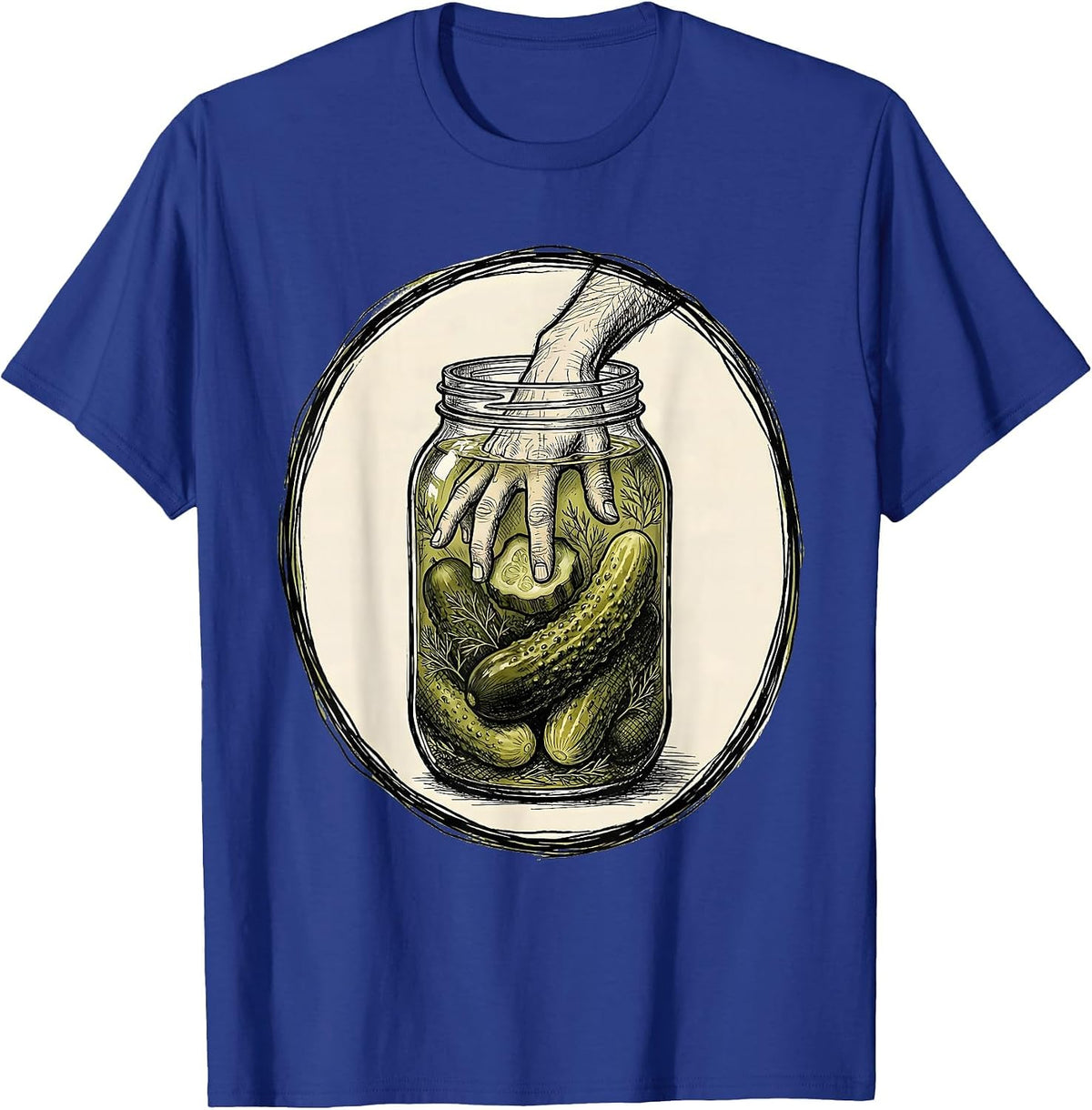 Hand in the Pickle Jar Funny Snack Graphic T-Shirt - Royal Blue