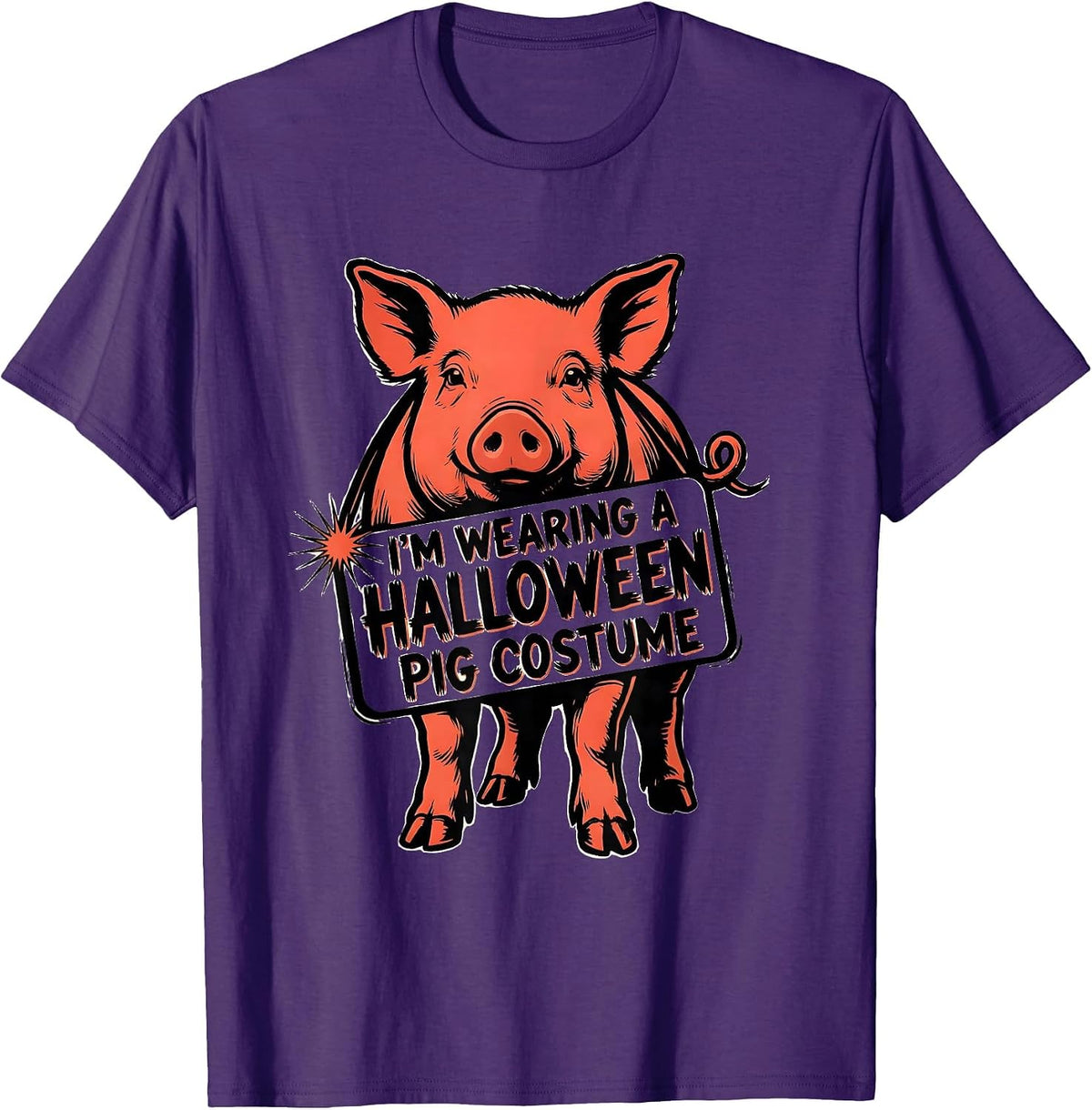 I'm Wearing A Halloween Pig Costume Funny Pig Lover T-Shirt - Purple