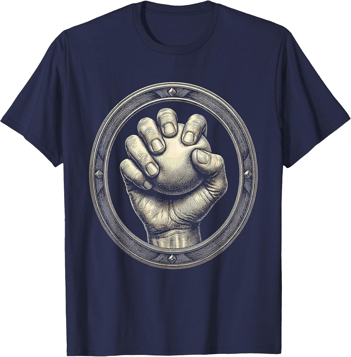 Physical Therapy Stress Ball Squeeze Illustration T-Shirt - Navy Blue