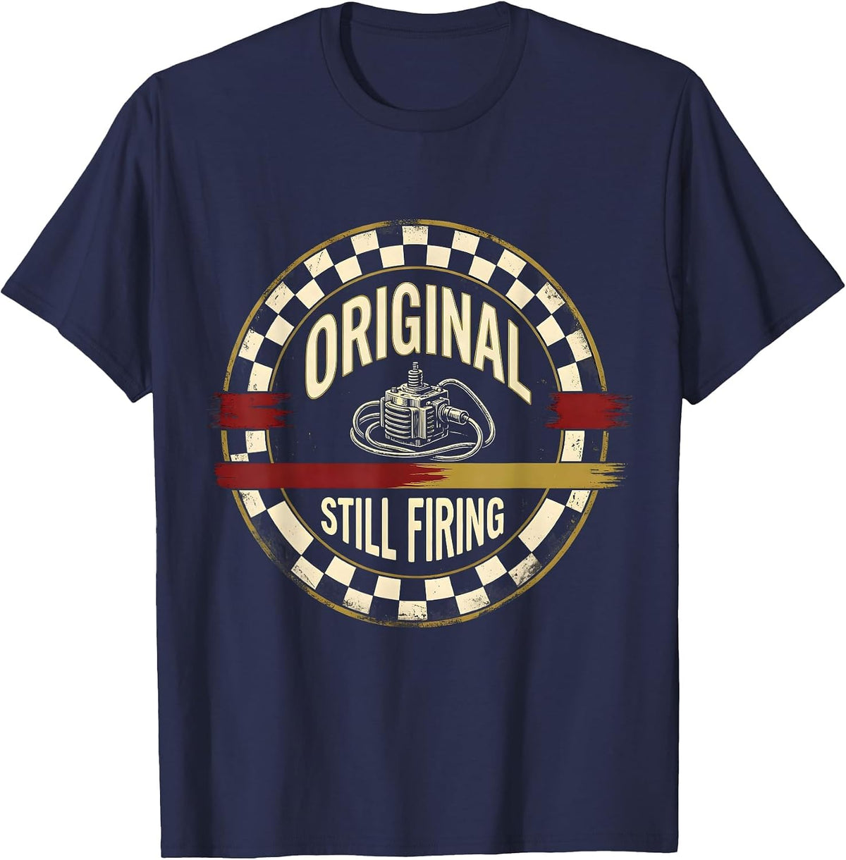 Men's Original Still Firing Vintage Retro Classic Car Racing T-Shirt - Navy Blue