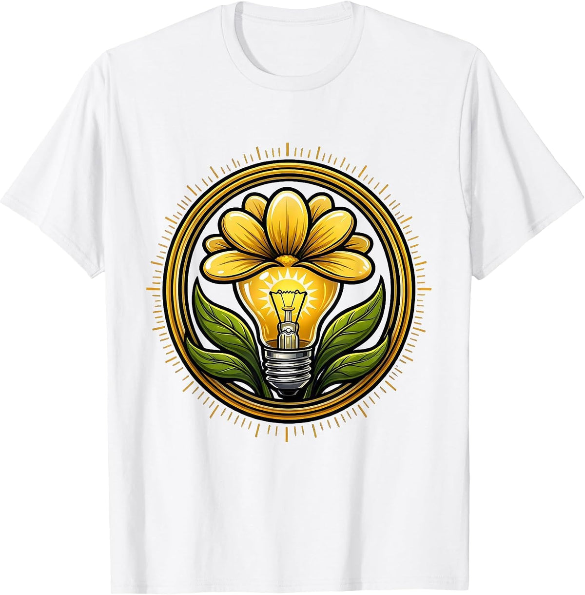 Men's Sped Teacher Lightbulb Bloom Floral Design T-Shirt - White