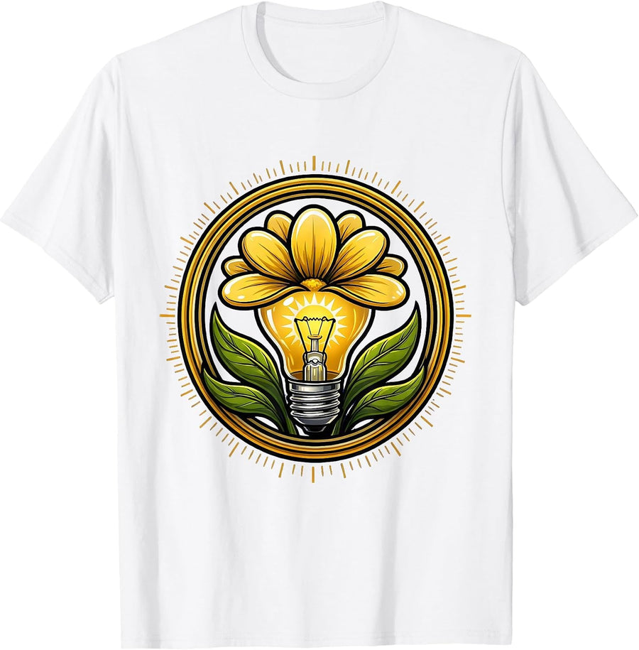 Men's Sped Teacher Lightbulb Bloom Floral Design T-Shirt - White
