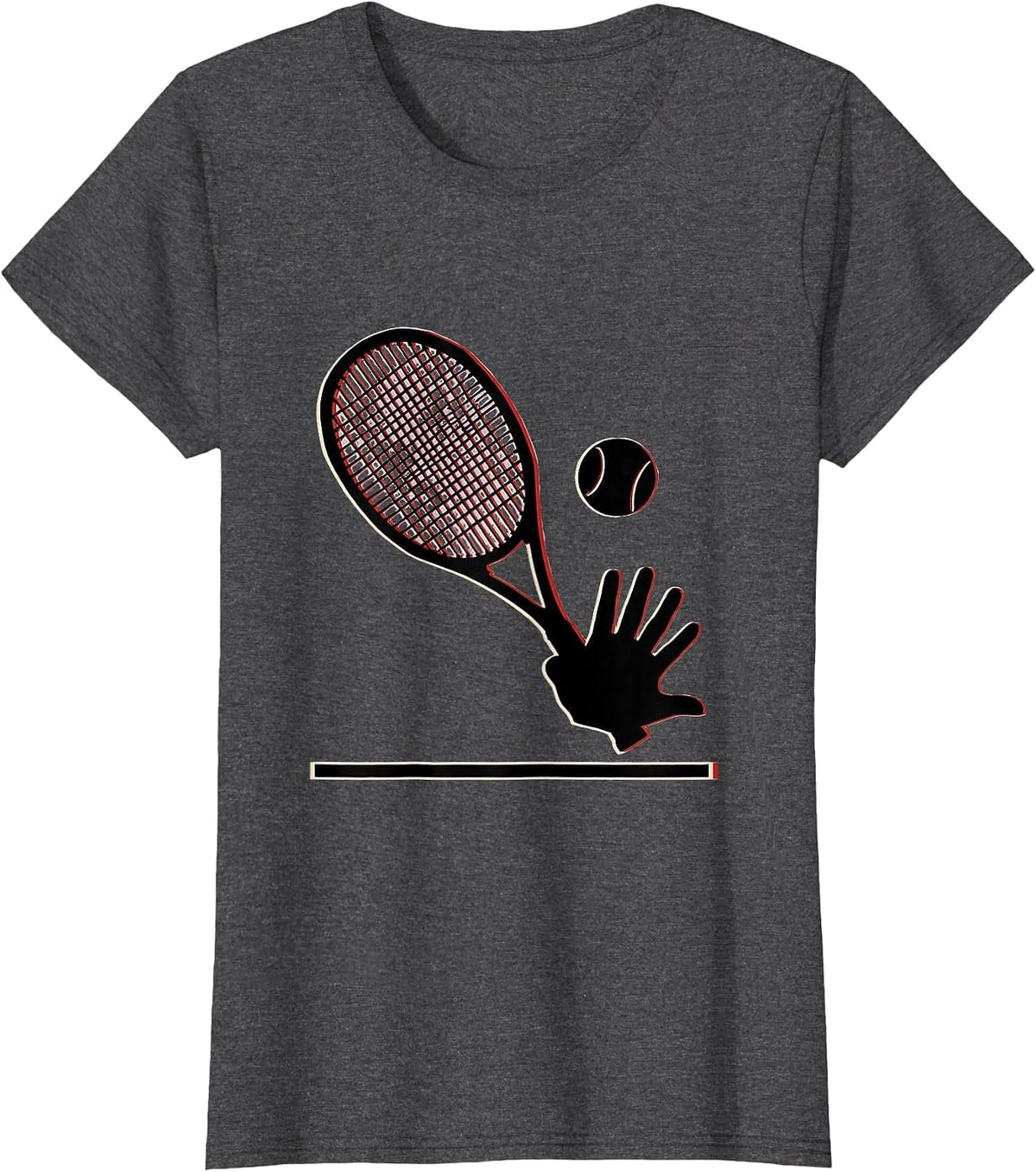 Women's Angular Tennis Racket Hand Silhouette Humor Player Gift T-Shirt - Dark Heather Grey
