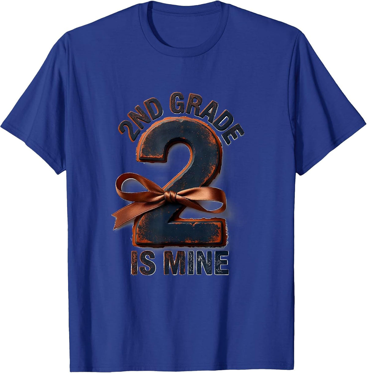 2nd Grade Is Mine Rubber Stamp Coquette Bow Back To School T-Shirt - Royal Blue