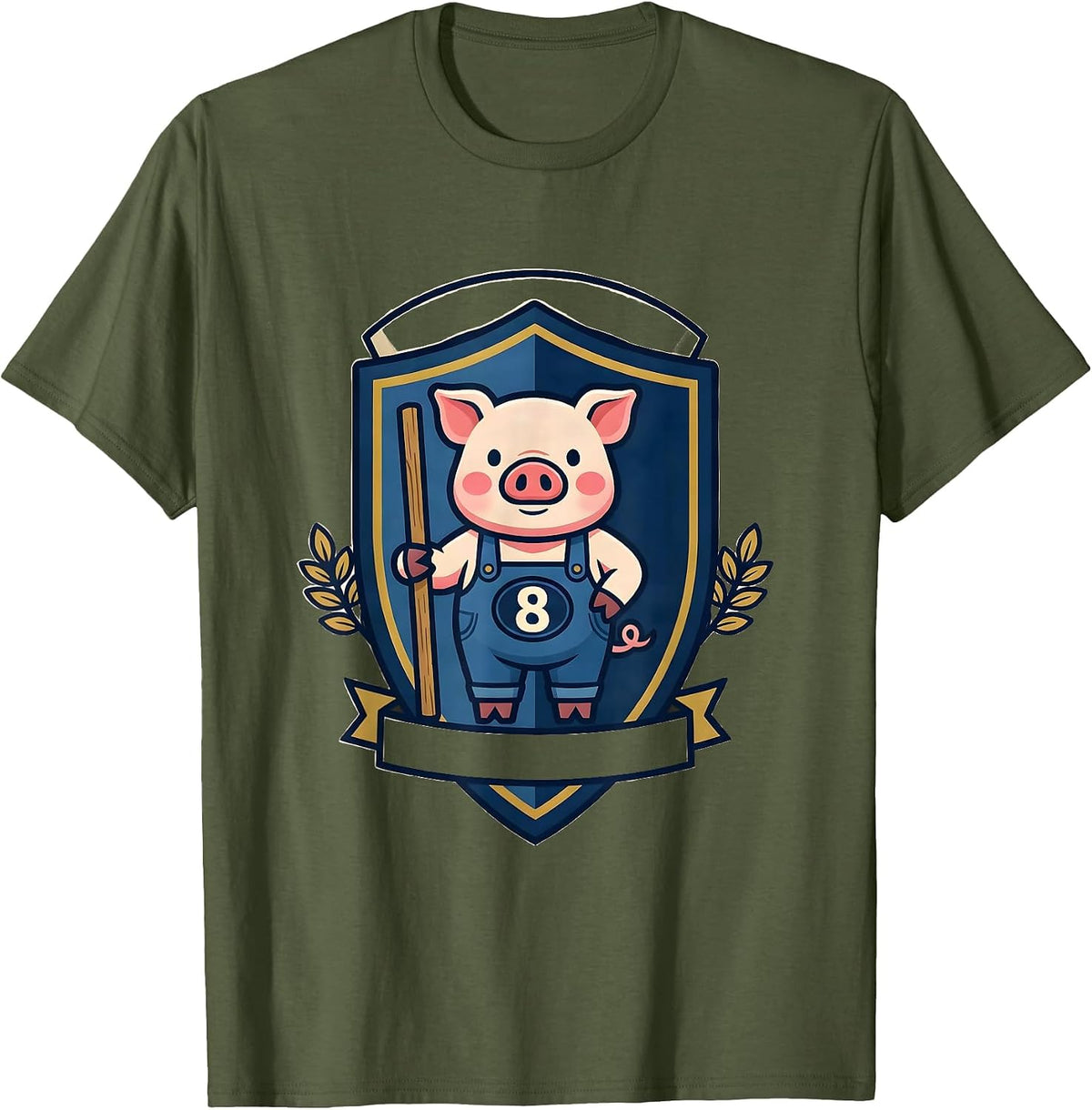 8 Funny Pig Lover Halloween Costume Novelty Humor T-Shirt - Olive Green