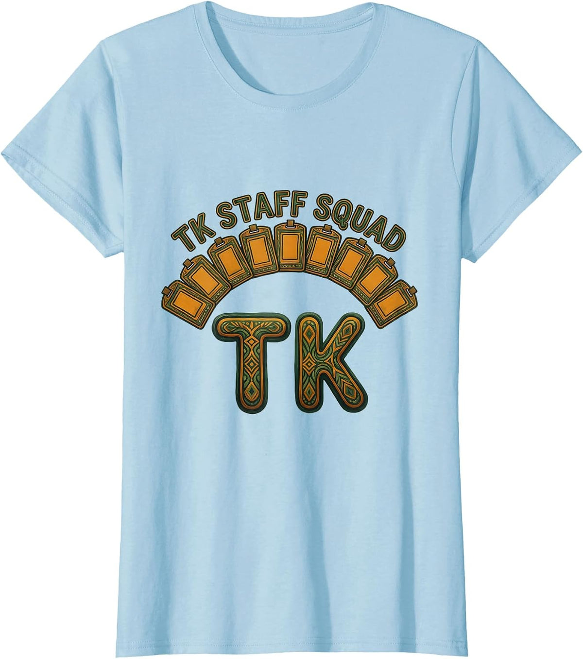 Women's TK Staff Squad Folk Art Transitional Kindergarten Teacher T-Shirt - Baby Blue
