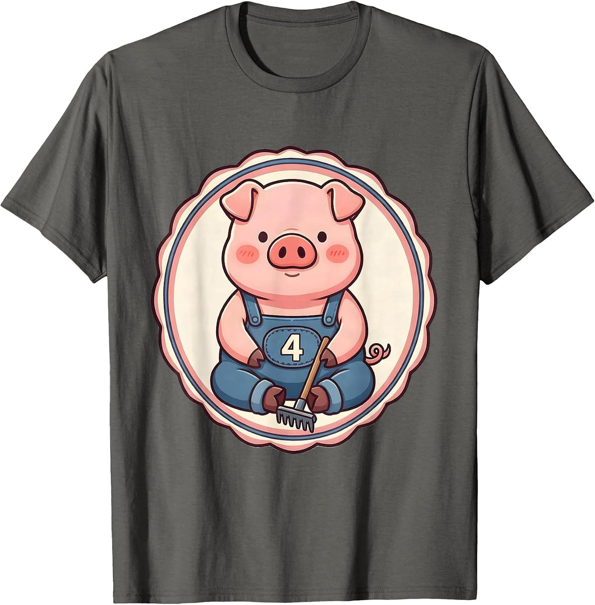 4 Cute Kawaii Pig Lover Halloween Costume Humor T-Shirt - Asphalt Grey