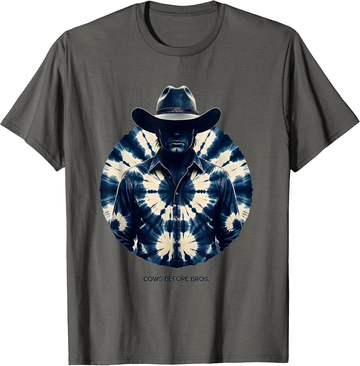Men's Cows Before Bros Funny Cow Lover Design T-Shirt - Asphalt Grey