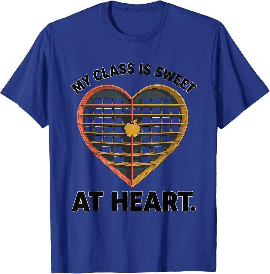 My Class Is Sweet At Heart Midcentury Modern Teacher T-Shirt - Royal Blue