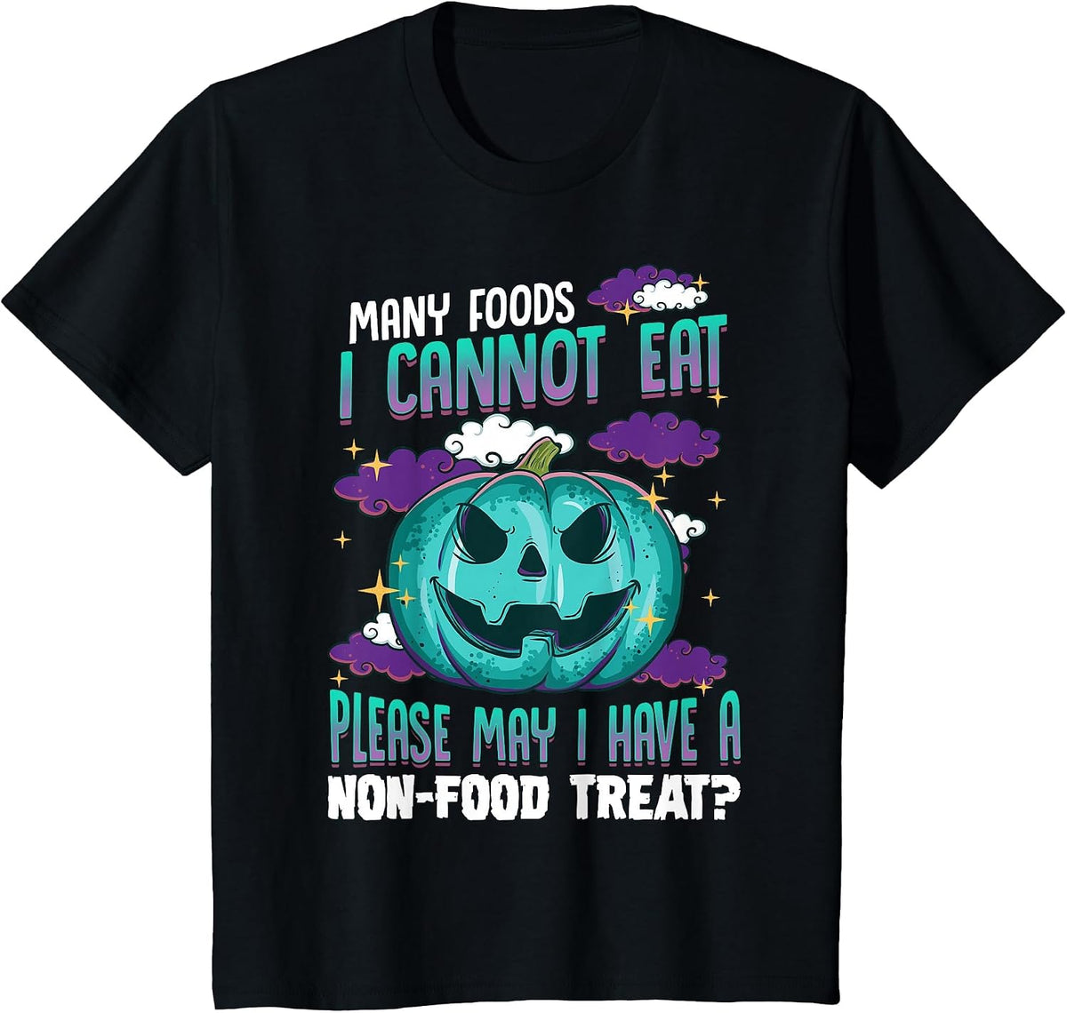 Teal Pumpkin Halloween Food Allergy Awareness Trick Or Treat T-Shirt - Black