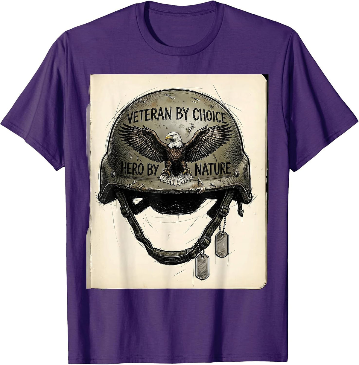 Veteran by Choice Hero by Nature Military Design T-Shirt - Purple