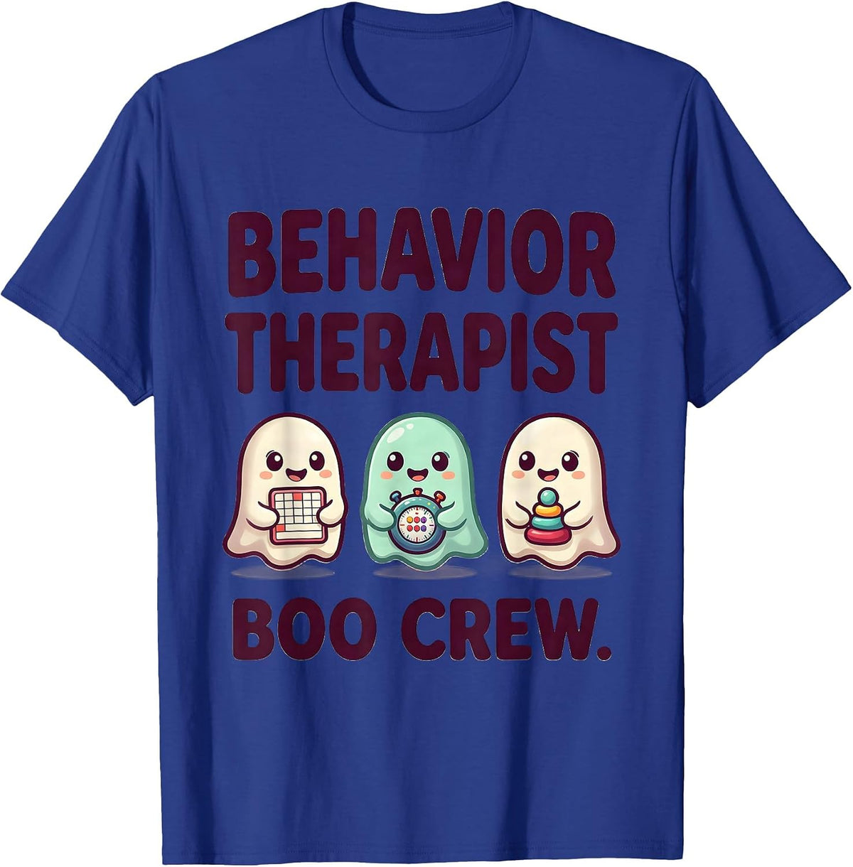 Men's Behavior Therapist Boo Crew Cute Kawaii Ghost Halloween T-Shirt - Royal Blue