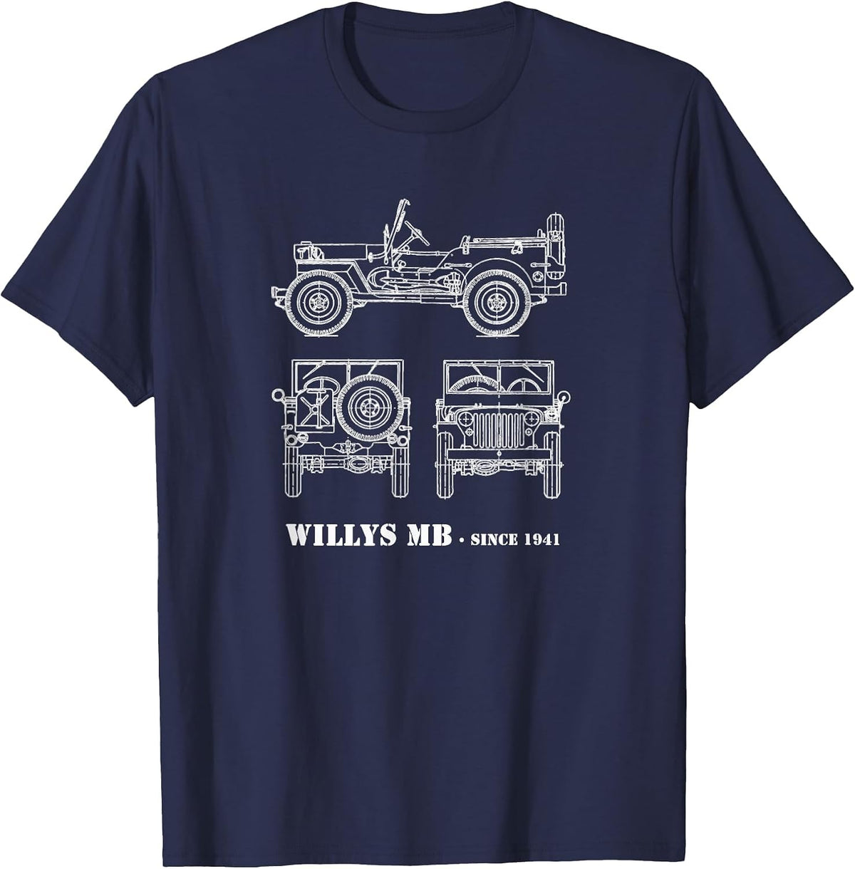 1941 Willy's MB WWII Army T-Shirt - Navy Blue