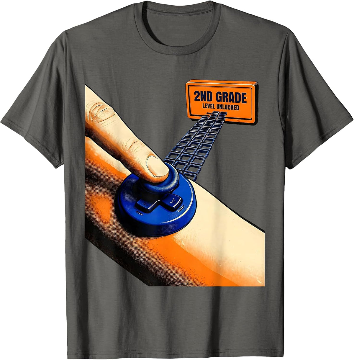 Men's 2nd Grade Level Unlocked Gamer Back To School First Day T-Shirt - Asphalt Grey