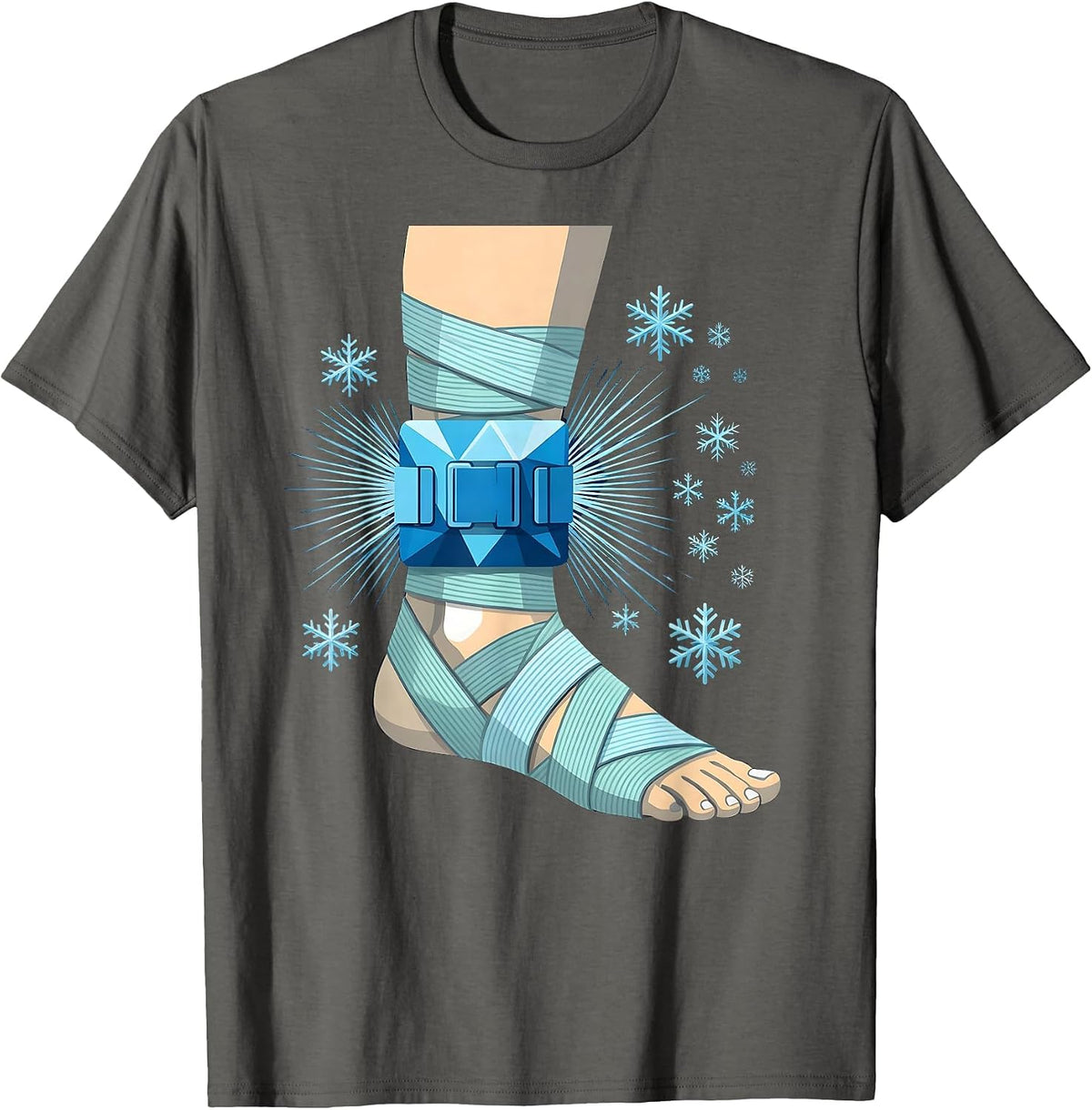 Physical Therapy Iced Ankle Graphic Design T-Shirt - Asphalt Grey
