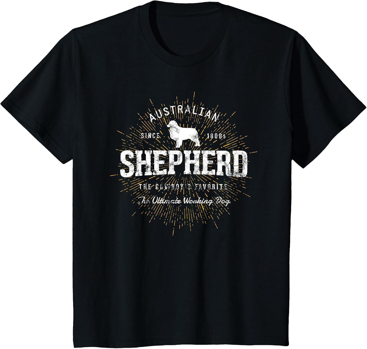 Vintage Style Retro Australian Shepherd T-Shirt - Black