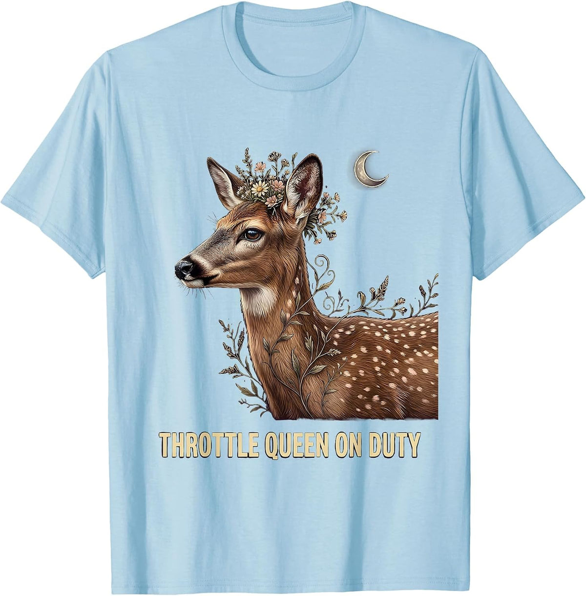 Men's Throttle Queen On Duty Motorcycle Rider Design T-Shirt - Baby Blue