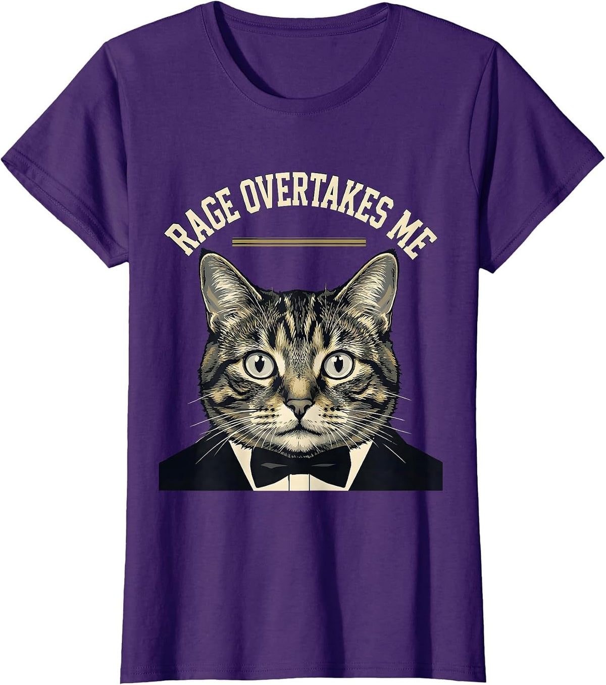 Women's Rage Overtakes Me Sports Cat Meme Humor T-Shirt - Purple