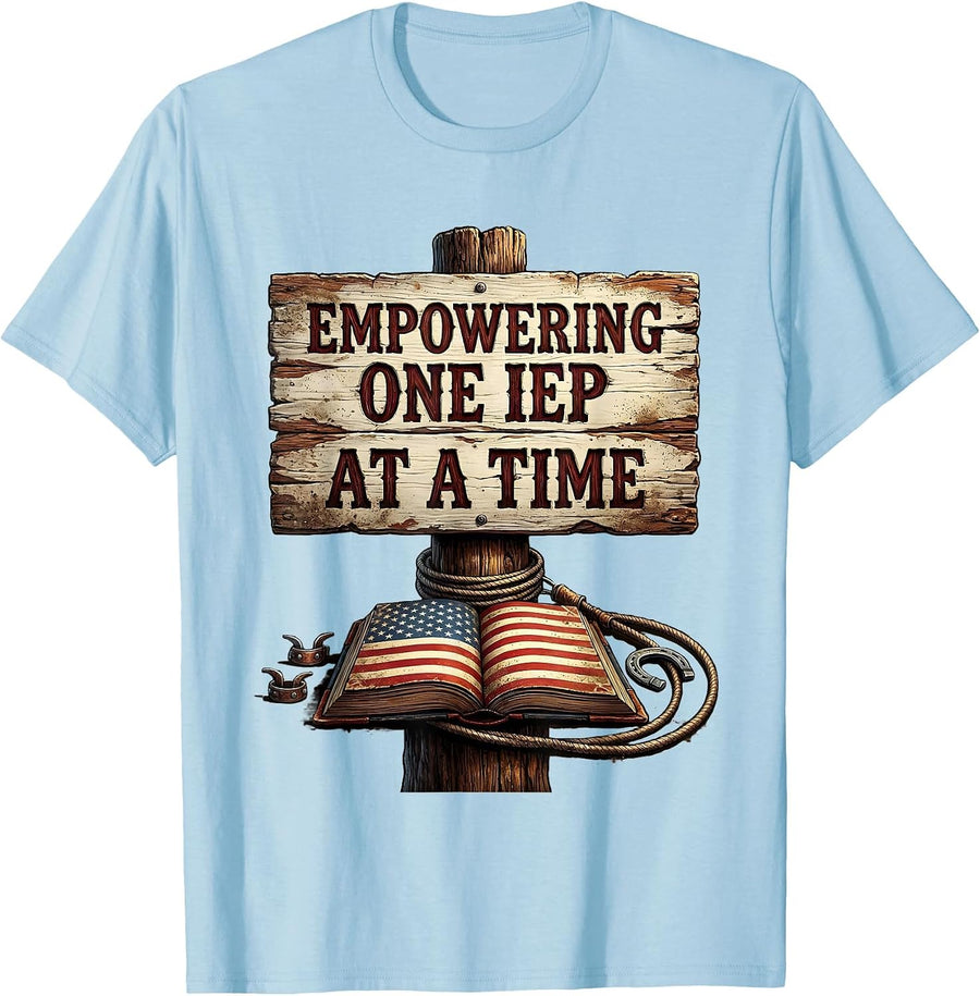 Men's Empowering One IEP at a Time Special Ed Teacher T-Shirt - Baby Blue
