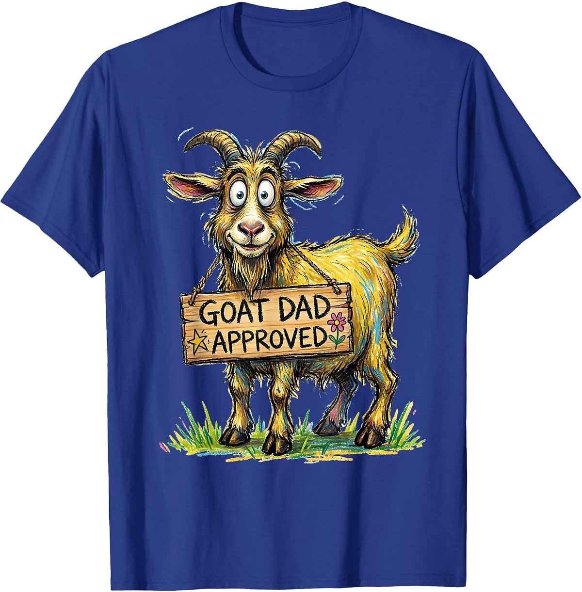 Men's Goat Dad Approved Funny Goat Father Design T-Shirt - Royal Blue