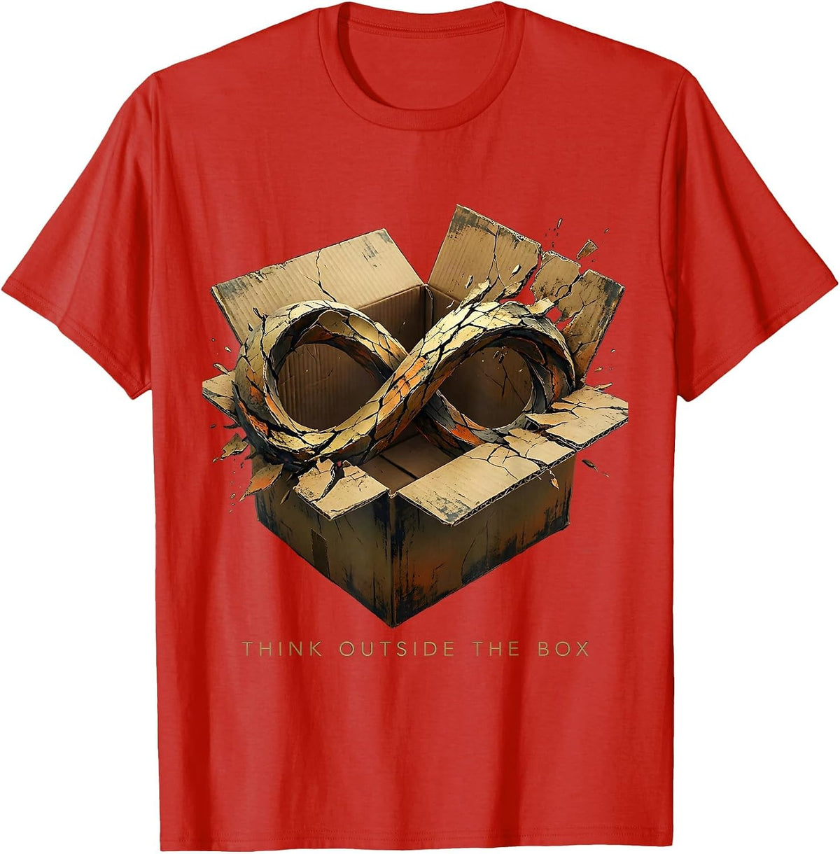 Men's Think Outside The Box Autism Awareness Design T-Shirt - Red