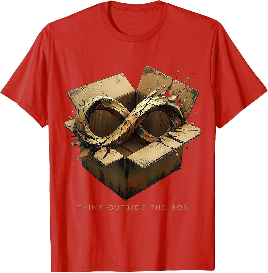 Men's Think Outside The Box Autism Awareness Design T-Shirt - Red