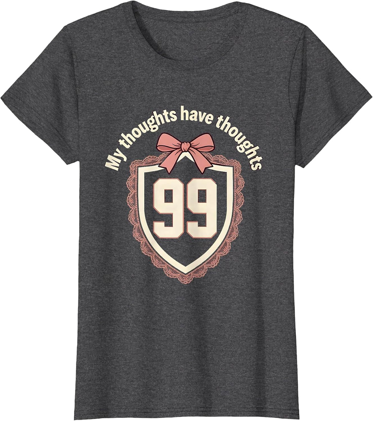 Women's My Thoughts Have Thoughts ADHD Awareness Design T-Shirt - Dark Heather Grey