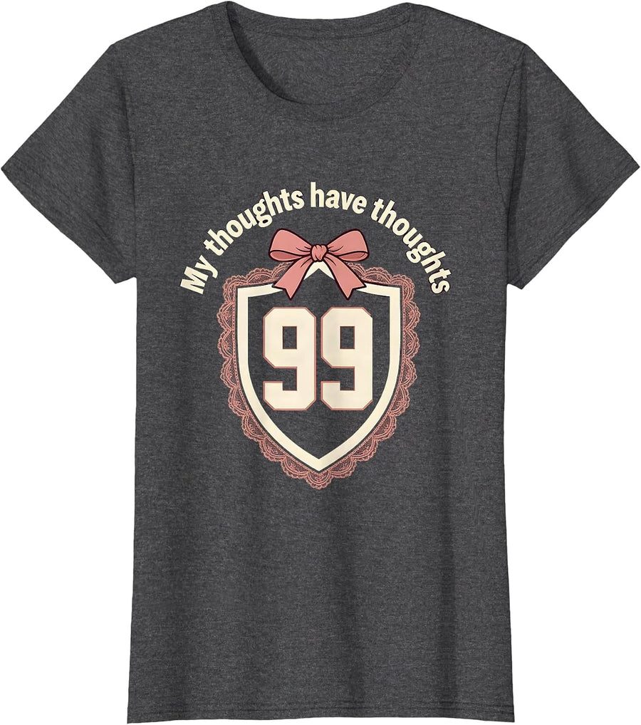 Women's My Thoughts Have Thoughts ADHD Awareness Design T-Shirt - Dark Heather Grey